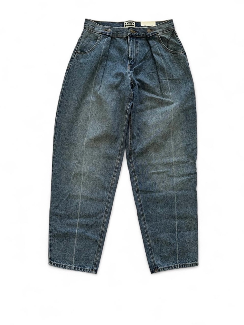 KBB by kahlana Low Rise Barrel Leg Jeans - Dark Blue